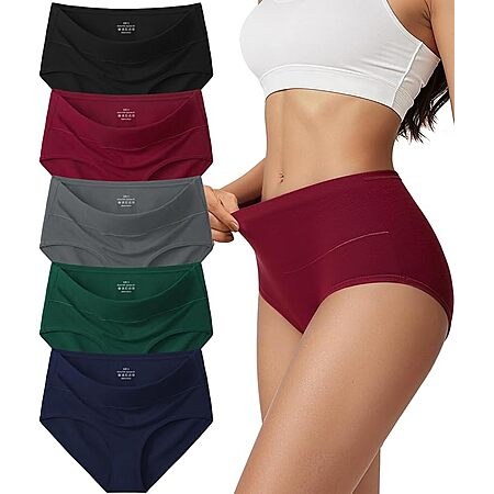 Cotton Underwear for Women High Waisted Soft Ladies Panties 5 Pack