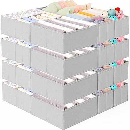 Criusia 26 Pack Drawer Organizer for Clothes, Foldable Dresser Dividers with 3 Sizes, Fabric Storage Bins – Gray $20.99