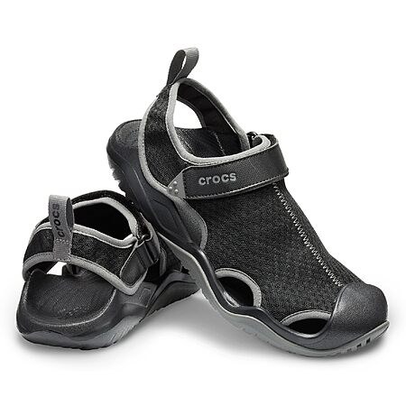 Crocs Men's Swiftwater Mesh Deck Sandals, Black, 7