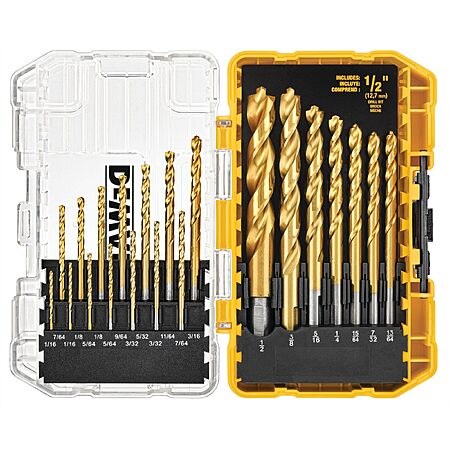 DEWALT Drill Bit Set, 21 Pc. Titanium Nitride Coated Pilot Point DEWALT Bit Set with Case for…