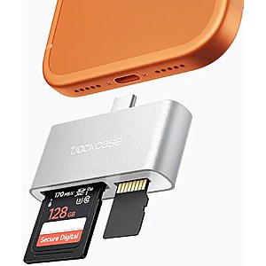 DOCKCASE USB-C SD Card Reader for iPhone 17/16/15 Pro/Max, Dual Slot USB 3.0 SD & Micro SD Card Adapter