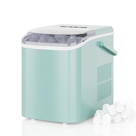 DUMOS 26-Lb/Day Portable Countertop Ice Maker w/ Handle (Green)