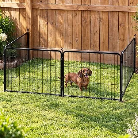 DUMOS 4-Panel 24" Metal Dog Playpen (Black)