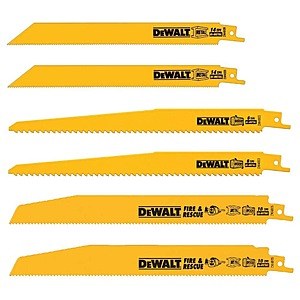 DeWalt Bi-Metal Reciprocating Saw Blade Set with Telescoping Case (6-Piece) $14.97