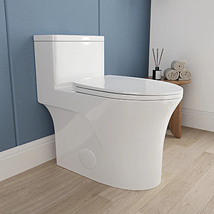DeerValley One-Piece Elongated Toilet, 1/1.28 GPF Dual Flush, Rimless Bowl w/ ADA Comfort Seat Height, Seat Included