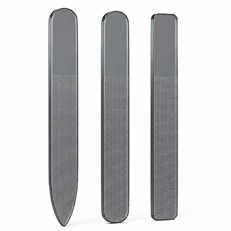Derlaier Nano Glass Nail File 3-Pack, Reusable Washable Nail Buffer | Anti-Split Manicure Pedicure Tool for Fingernails & Toenails, Home Salon Travel, Black