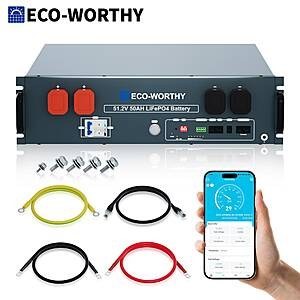 ECO-WORTHY 48V 50Ah LiFePO4 Server Rack Battery 3U 2560Wh $276 + Free Shipping $276.9