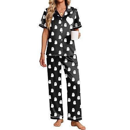 Ekouaer Women Silk Pajama Set Button Down Sleepwear