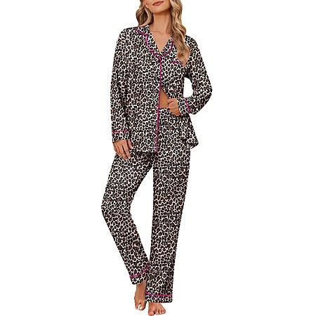 Ekouaer Women's Pajama Sets Button Down Long Sleeve Top & Pants  2 Piece Soft Sleepwear