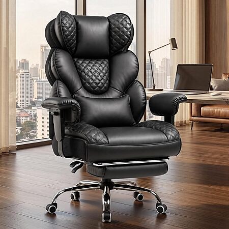 GTPOFFICE Big and Tall Office Chair Wide Seat & Armrests, Leather Executive Gaming Chair…