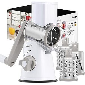 Geedel Rotary Cheese Grater Hand Crank, Cheese Shredder Vegetable Slicer $22.78