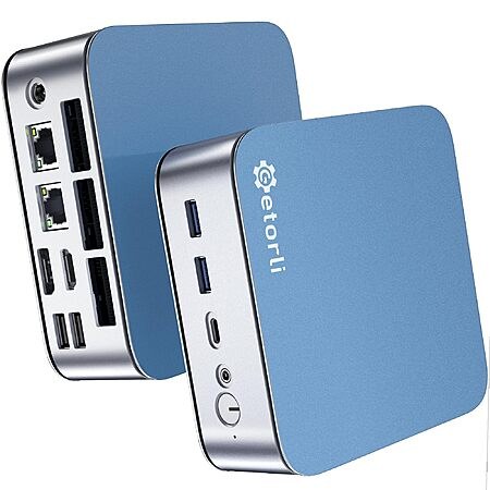 Getorli Mini PC AMD Ryzen 5 6600H 32GB DDR5 RAM 1TB SSD HDMI DP WiFi 6 BT5.3 Dual LAN(1000Mbps)