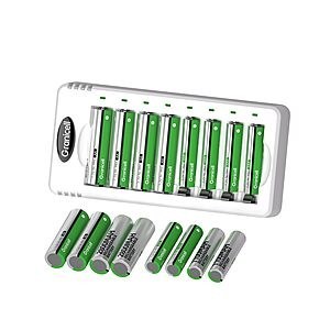 Granicell AA AAA Rechargeable Batteries with Charger, 16 Pack 8AA&8AAA $14.99