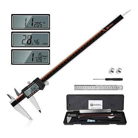 HARDELL Digital Caliper 12 Inch, Stainless Steel, Micrometer Calipers with Large LCD Screen