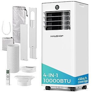 HAUSHOF 10,000 BTU Portable Air Conditioner w/ Remote Control (White) $179.99 + Free Shipping