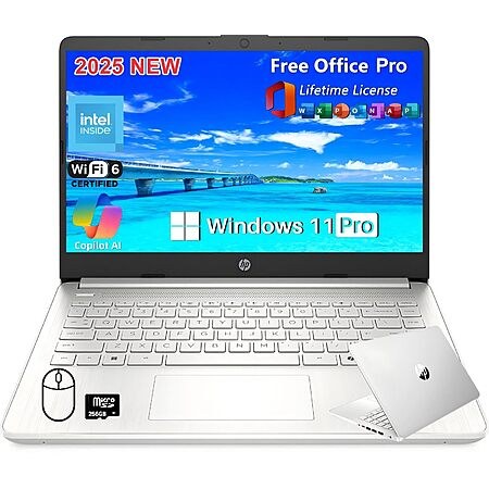 HP 2025 Latest 14" HD Laptop Computer, Intel Processor N150, 16 GB RAM, 384 GB Storage…