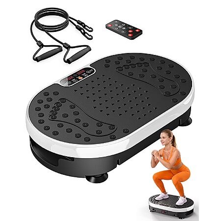 HTM Vibration Plate Exercise Machine, 9 Modes & 120 Speeds, with Resistance Bands Slot & Remote Control $35.8