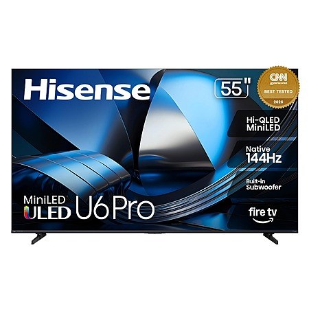 Hisense 55" U6 Pro Series Mini‑LED ULED 4K UHD 144Hz HDR Gaming AI Smart Fire TV (55U6SF Pro, 2026)
