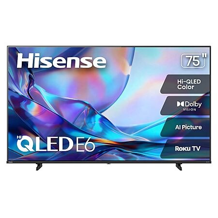 Hisense 75" Class E6SR Series Hi-QLED 4K UHD Smart Roku TV (75E6SR, 2026)