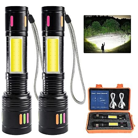 Jercoda Aluminum Body 5" Compact 1000lm Flashlight (2-Pack)