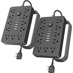 JouleLoom 2PCS 6 FT Flat Plug Power Strip $23.99