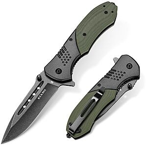 KEXMO Folding Pocket Knife with 3.46" D2 Steel Blade and G10 Handle $15.59 AC