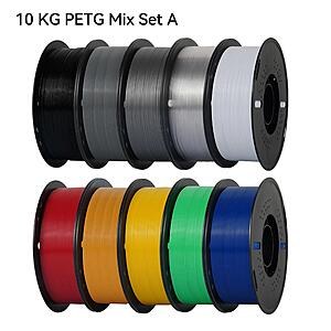 KINGROON 10 KG Mix color PETG Filament 3D Printer 10 Rolls 1KG 1.75MM Eco-Friendly $54 + Free Shipping