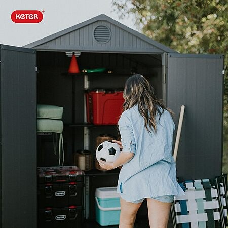 Keter Darwin 6x4 Ft All-Weather Storage Shed with Skylight, Window, Built-in Ventilation…