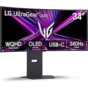 LG 34GX900A-B 34-Inch Ultragear WQHD (3440 x 1440) OLED Curved Gaming Monitor, 240Hz, 0.03ms $699.99