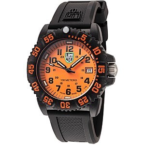 LUMINOX Sea Lion Quartz Black and Orange Dial Men's Watch $119