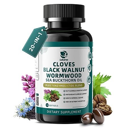 Lukaree Wormwood Black Walnut Clove Cleanse for Humans Softgels