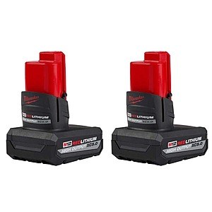 M12 12-Volt Lithium-Ion XC High Output 5 Ah Battery (2-Pack) $108
