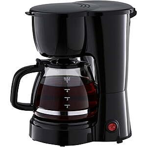 Mainstays 5-Cup Drip Coffee Maker (Black) $8.97 + Free Shipping w/ Walmart+ or on $35+