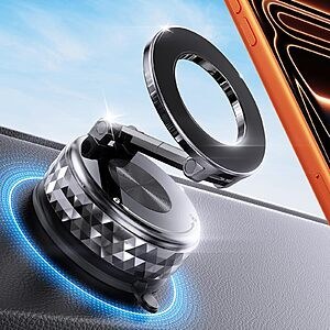 Meifigno Fits 360° Rotating Magsafe Car Mount, Vacuum Magnetic Phone Holder $9.99