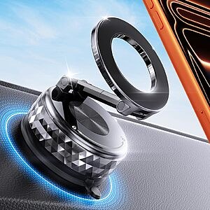 Meifigno Fits 360° Rotating Magsafe Car Mount, Vacuum Magnetic Phone Holder $9.99