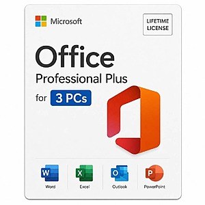 Microsoft Office 2024 Professional Plus Lifetime (3 PCs, Lifetime, Digital Download) $13