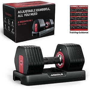Mikolo 5-26.5LB Single Adjustable Dumbbells Set w/ Storage Tray $49.99 + Free Shipping w/ Walmart+ or on $35+