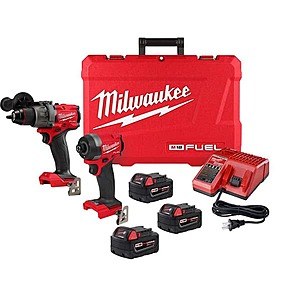 Milwaukee M18 Fuel Hammer Drill Impact Driver Kit with Three 5.0 Batteries $330