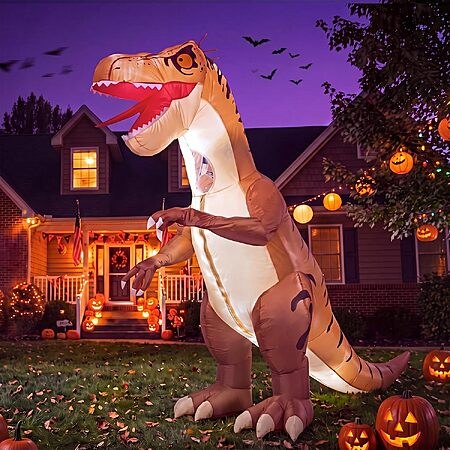 Minetom LED Inflatable T-Rex Dinosaur Halloween Costume (Brown)
