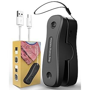 Mini Bag Sealer Rechargeable 2-in-1 Snack Sealer with Magnet Portable Bag Resealer USB Mini Sealer for chip Bag Plastic Bag Storage Freshness-Black $3.99