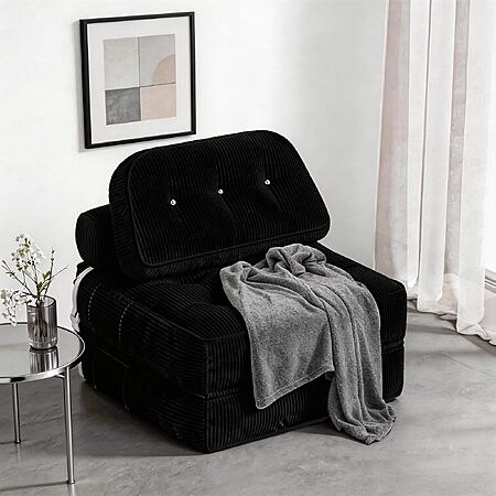 NESLAKO Folding Sofa Bed, Flannel Futon Couch Bed with Pillow and Blanket $37.99