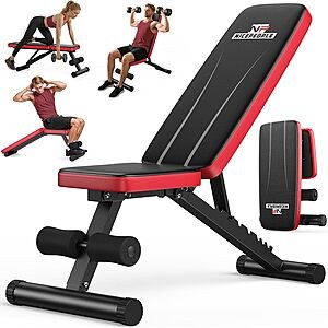 NICEPEOPLE Adjustable Weight Bench w/ 8 Backrest Angles (Up to 660-Lbs Capacity) $41.99