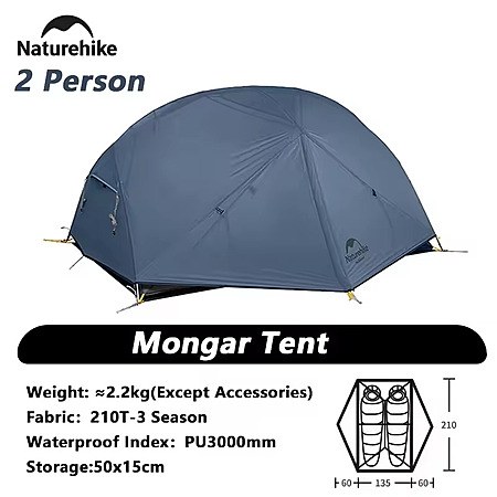Naturehike Mongar 2-Person Ultralight Camping Tent w/Mat; 20D Nylon, Waterproof; free s&h $63.65