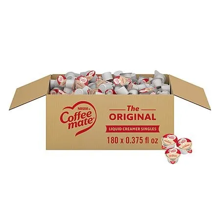Nestle Coffee mate Original Non-Dairy Creamer Singles, 0.375 oz, 180-Pack | Liquid creamer, no refrigeration needed, creamer tubs, ideal for offices, breakrooms