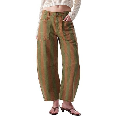 ONESO Barrel Jeans for Women, Low Waist 26'' Inseam, Relaxed Barrel Wide Leg, Patch Pockets…
