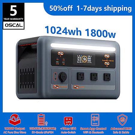 OSCAL PowerMax 1800 SE 1024Wh 1800W LiFePO4 Portable Power Station $245.95 + Free S&H