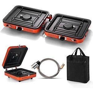 Odoland Portable 2-Burner 17000 BTU Propane Camping Stove $44.99 + Free Shipping