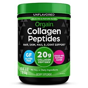 Orgain Hydrolyzed Collagen Peptides Powder, Grass Fed, Unflavored Type I and III, 1lb
