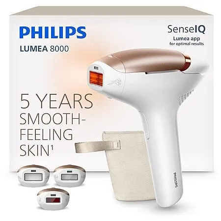 Philips Lumea 8000 IPL Hair Removal Device for Long-Lasting Smooth Skin | Laser Hair Removal Alternative, Medical Grade Safety, 3 Attachments (Body, Face & Sensitive Areas)