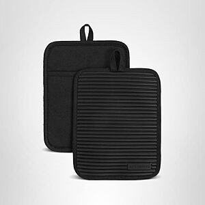 Prime Members: 2-Pack 7" x 9" KitchenAid Ribbed Soft Silicone Pot Holders (Matte Black) $6.91 + Free Shipping